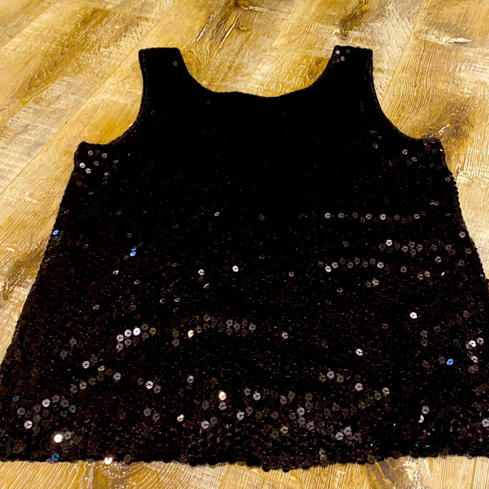 Black sequin sleeveless top